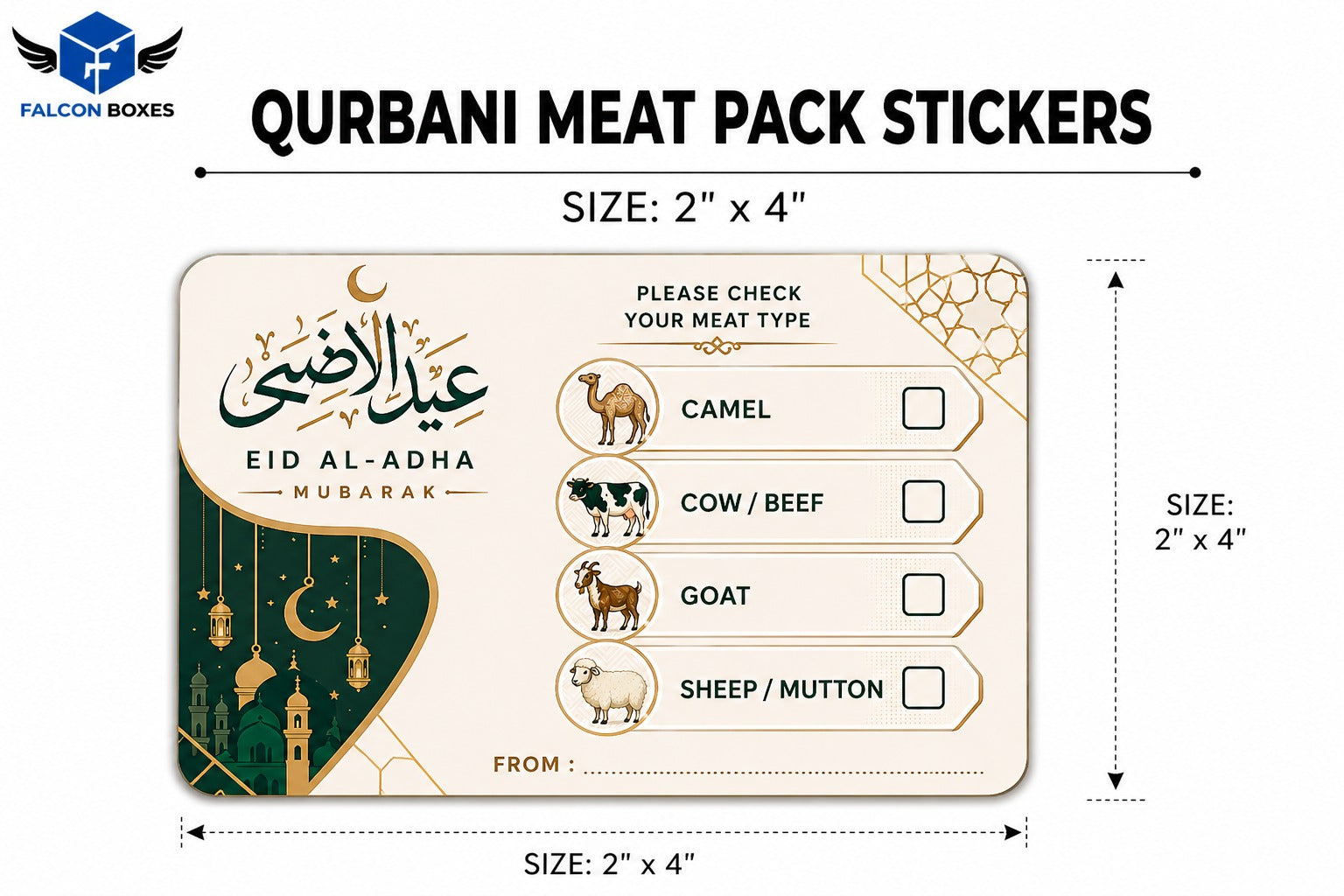 50-Pcs Qurbani Meat Box Stickers – Eid Special Edition