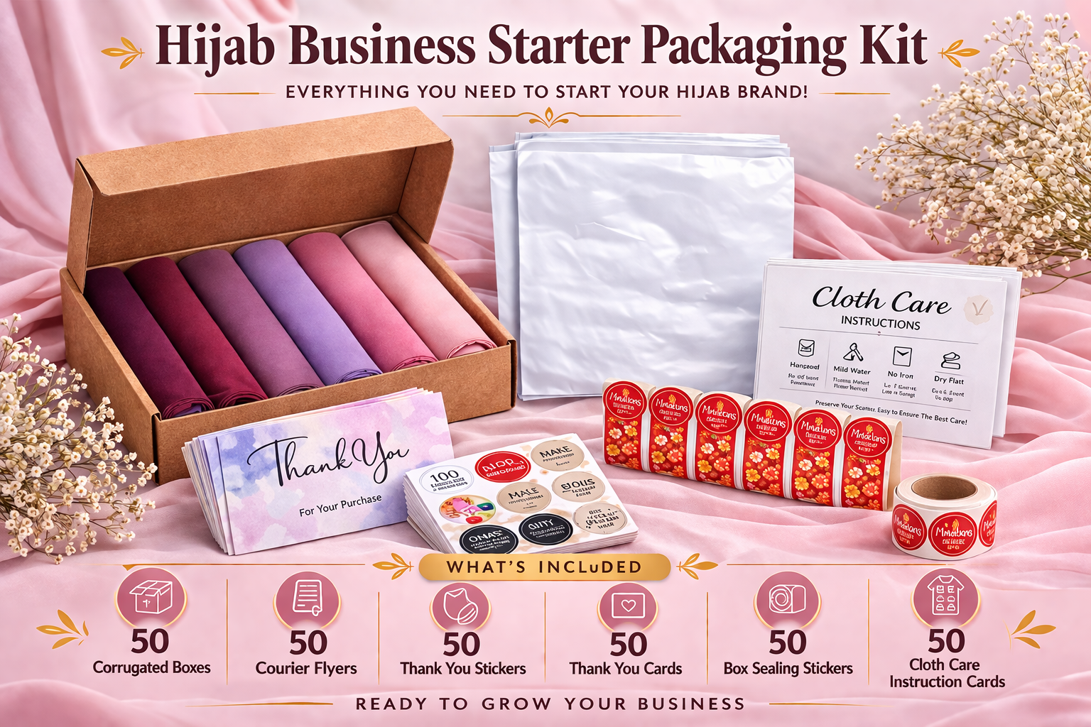 Hijab Business Starter Kit (5 to 6 Hijabs)– Complete Packaging Solution