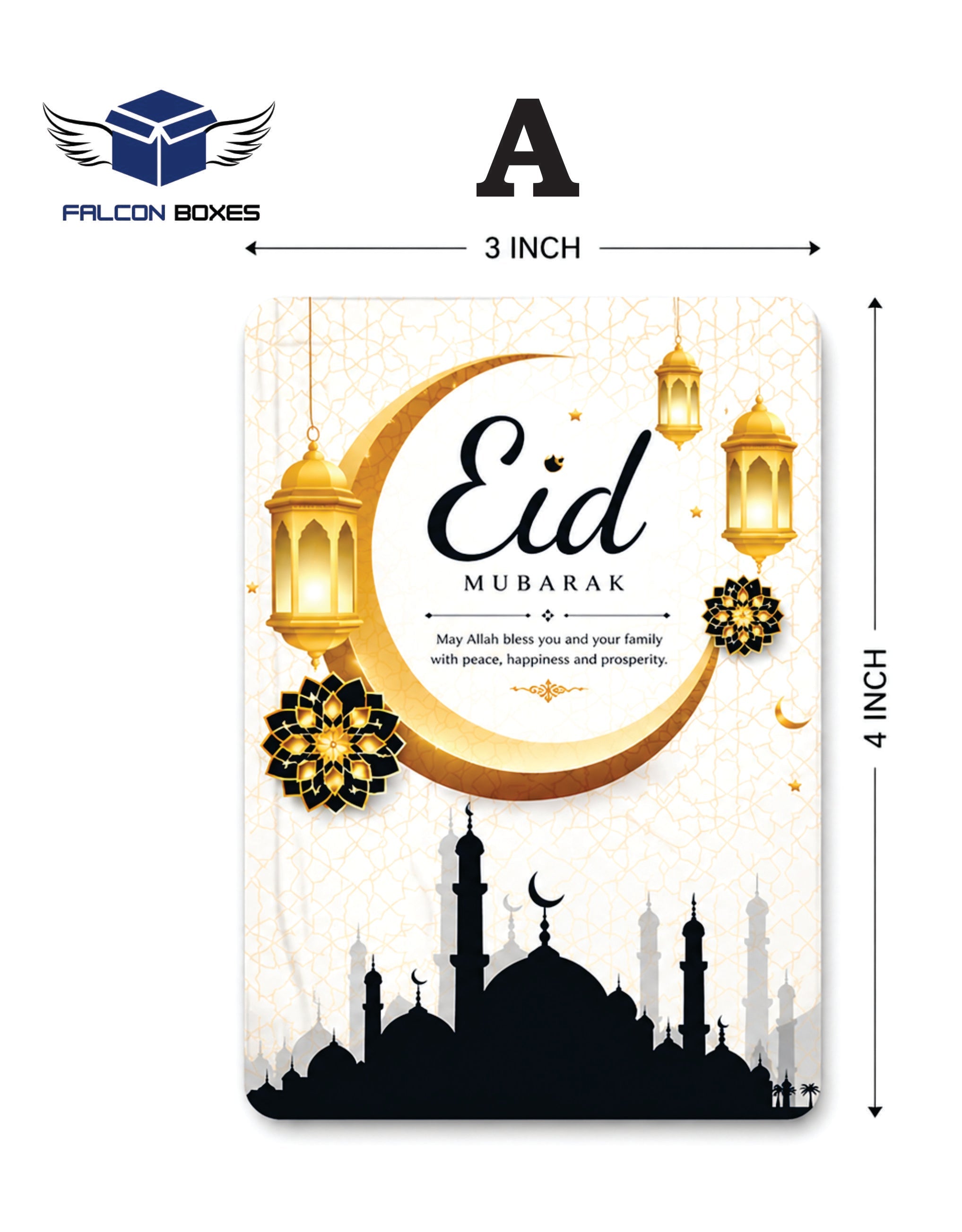 50Pcs of Luxury Eid Mubarak Cards – High Quality Printed Greeting Cards