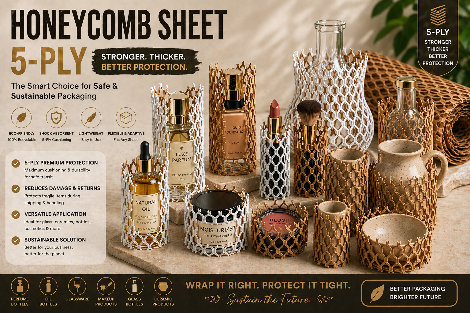 Bubble Wrap Killer 5-Ply Honeycomb Packaging Paper Sheet – Replace Bubble Wrap with Eco Protection